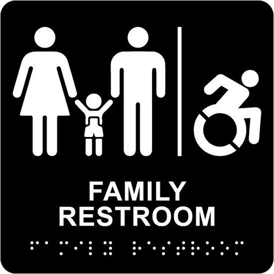 Family Accessible Restroom Sign with Braille