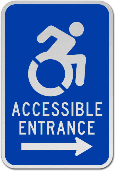 Accessible Entrance Right Arrow Sign