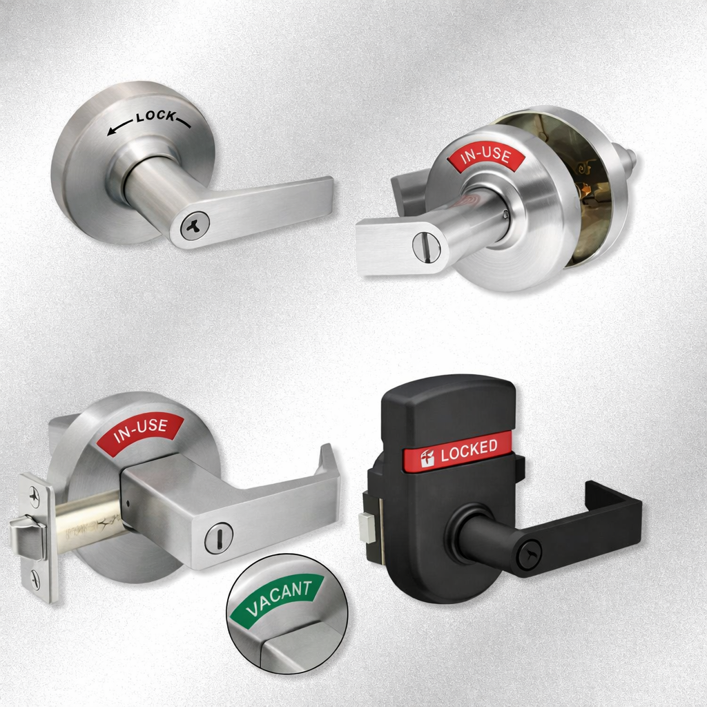 Restroom lockset hardware